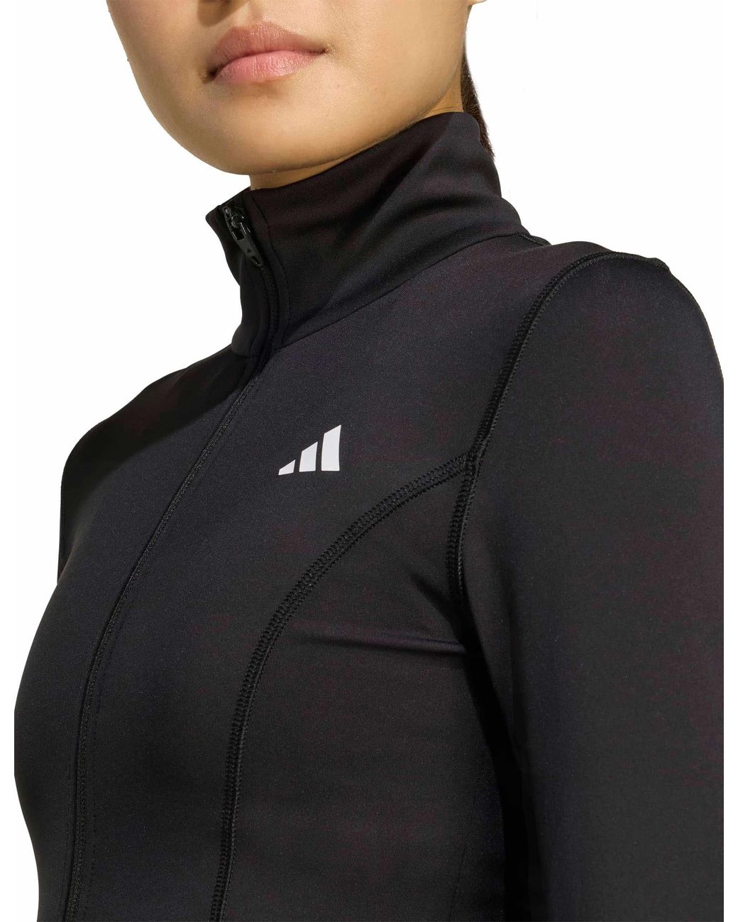 Adidas Black Women's Optime Essentials Full-zip Jacket