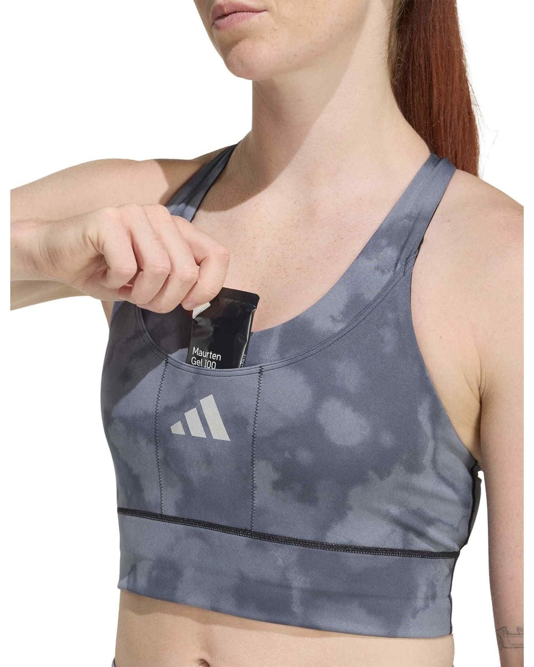 Adidas Blue Women's Adi365 Running Pocket Graphic Medium Support Sports Bra