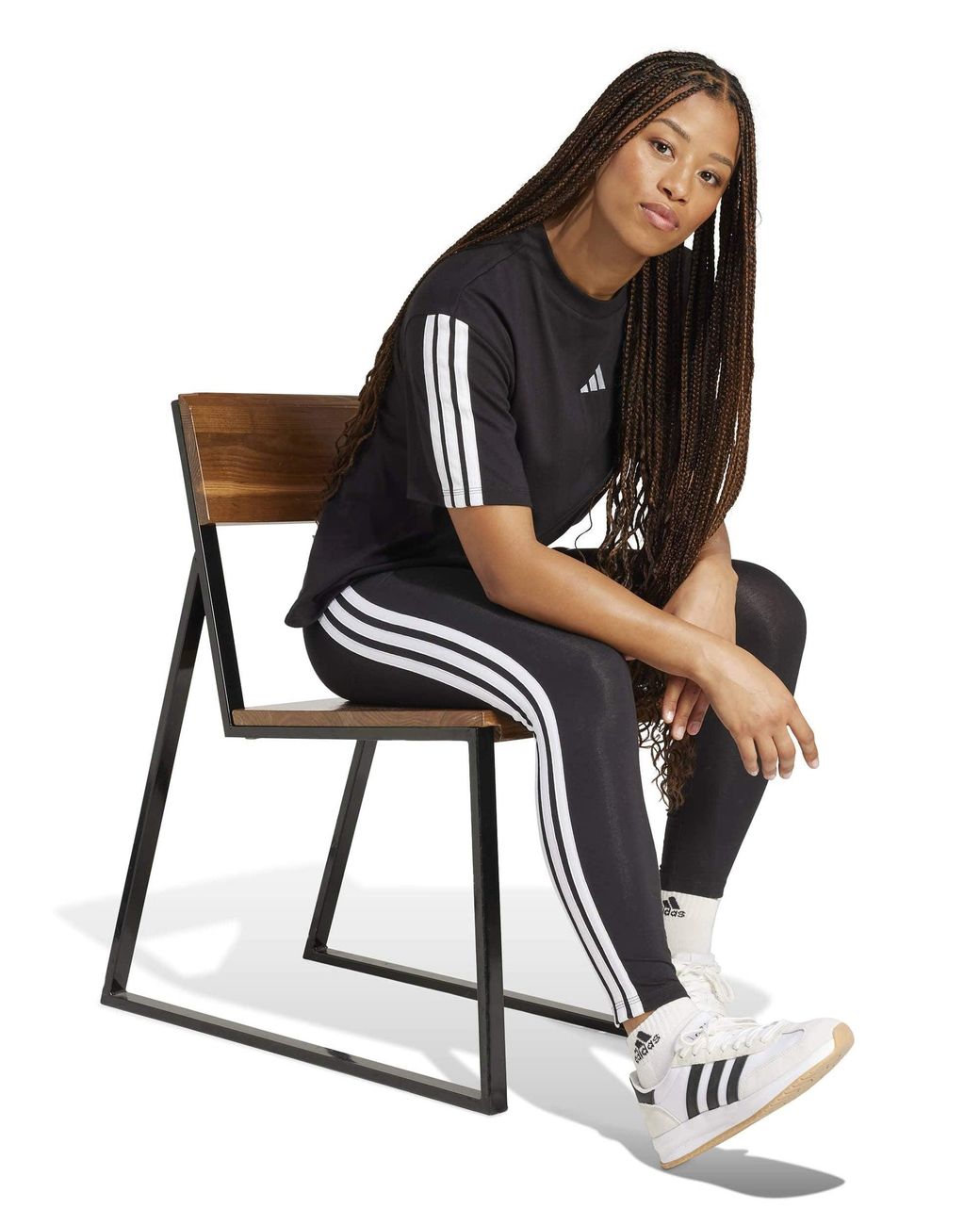 Adidas Black Women's Essentials 3-stripes Cotton leggings