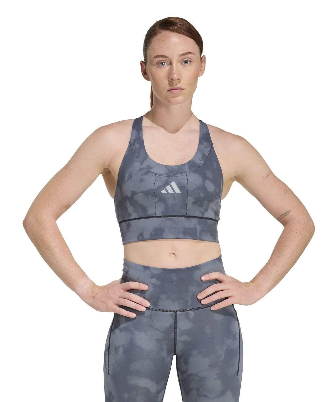 Adidas Blue Women's Adi365 Running Pocket Graphic Medium Support Sports Bra