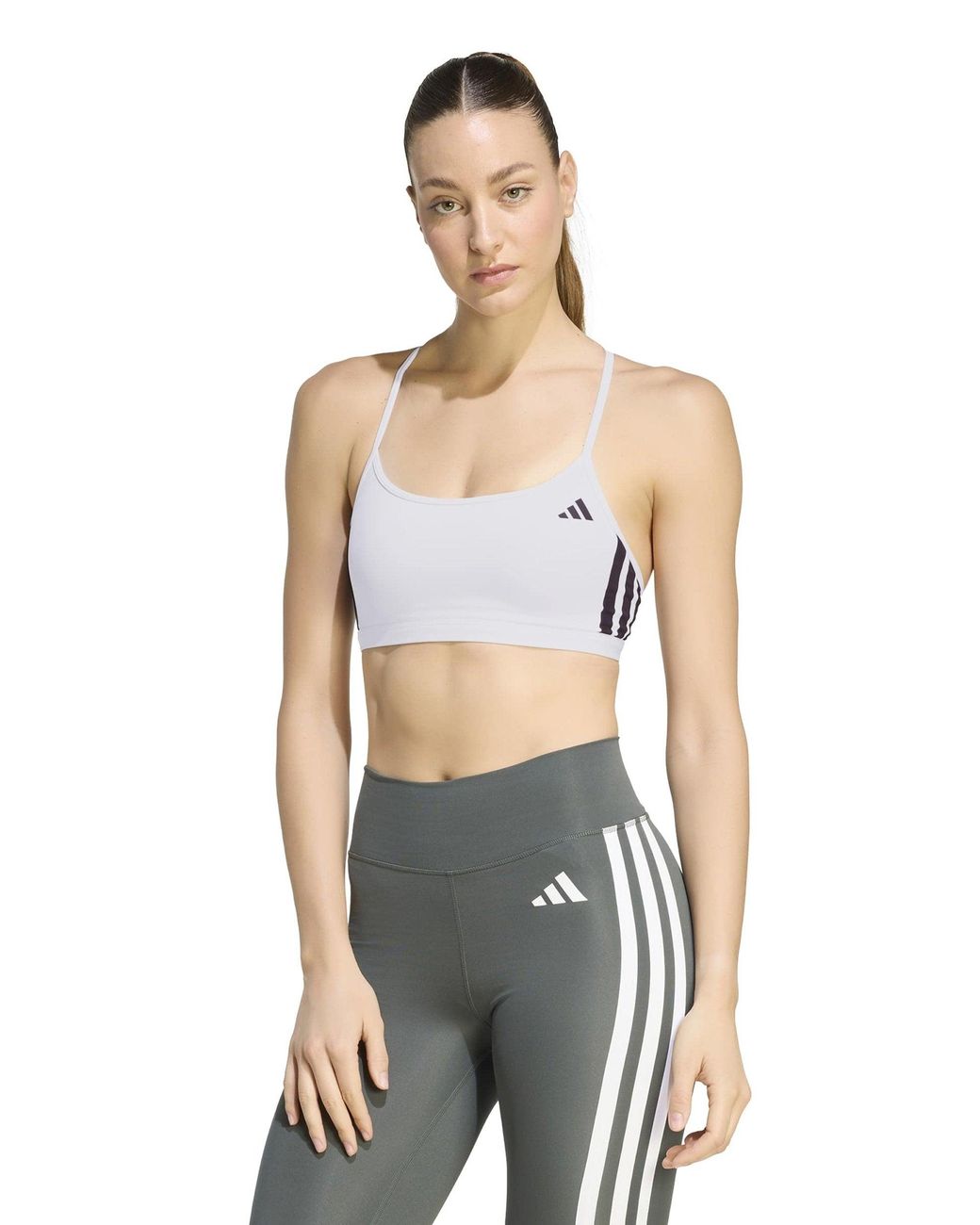 Adidas White Women's Optime Essentials 3-stripes Light Support Sports Bra