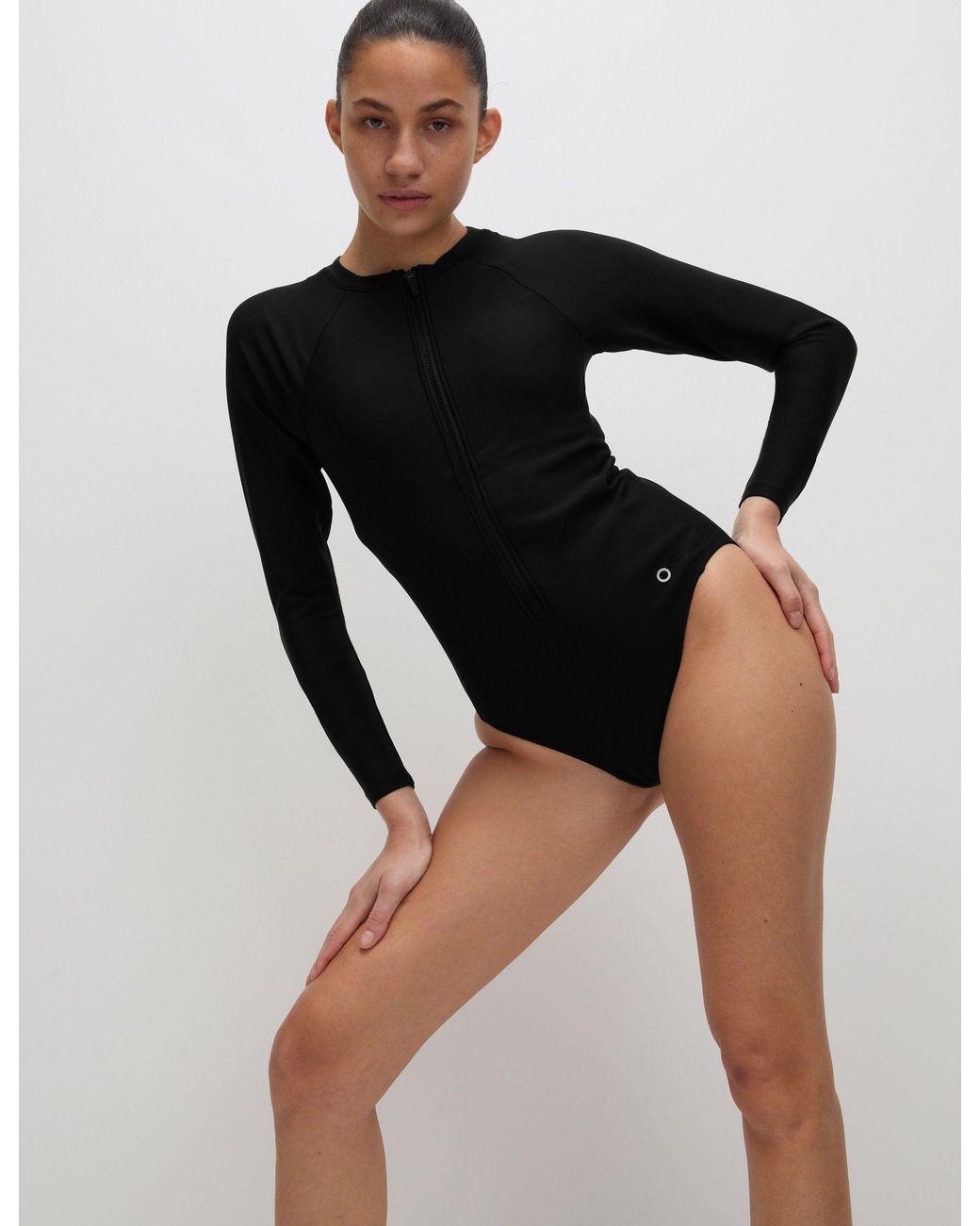 GOODMOVE Black Women's Scuba Padded Long Sleeve Swimsuit