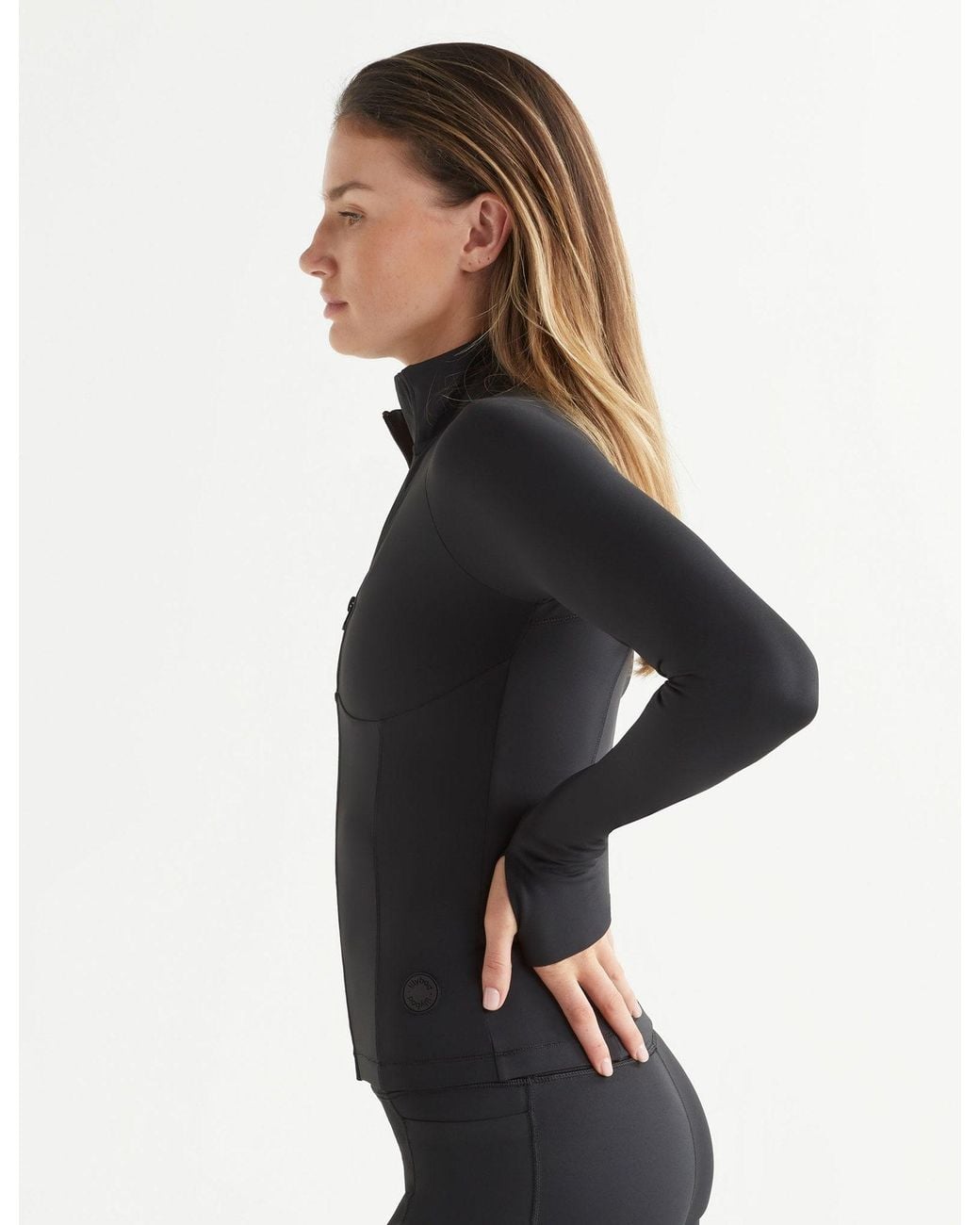 Lilybod Black Women's Zuri Contoured Zip Thru Top