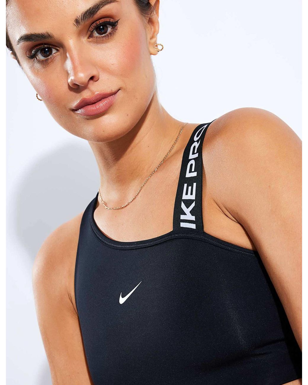 Nike Pro Dri-fit Swoosh Asymmetrical Sports Bra in Black | Lyst