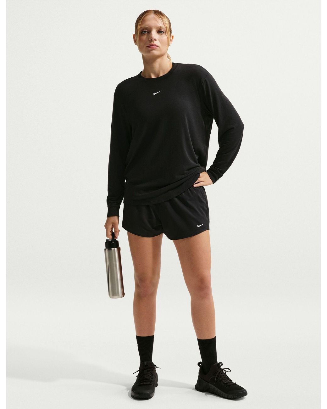 Nike Black One Dri-Fit Mid Rise 3 Inch Brief Lined Shorts