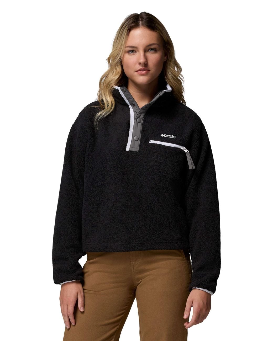 Columbia Black Women's Helvetia Ii Cropped Sherpa Half Snap Fleece