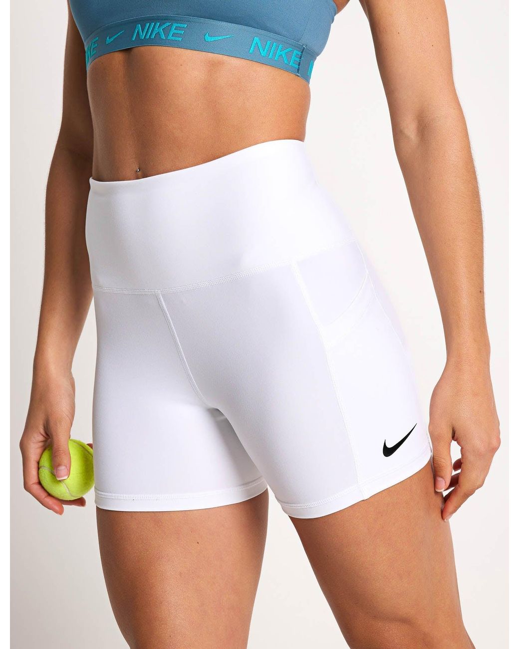 Nike White Women's Court Dri-fit Tennis Shorts With Pockets