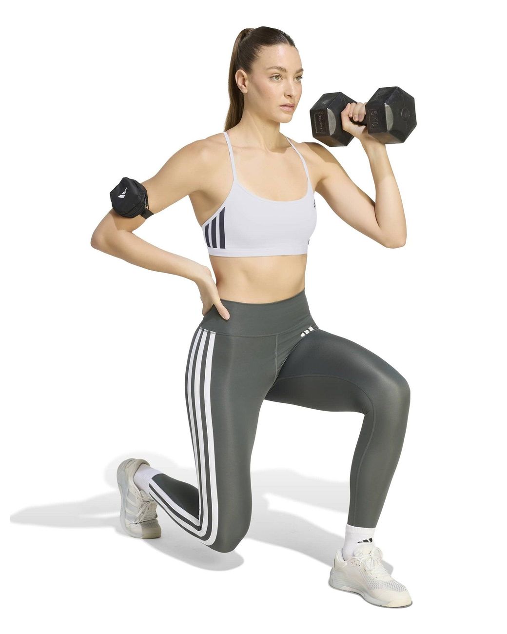 Adidas White Women's Optime Essentials 3-stripes Light Support Sports Bra