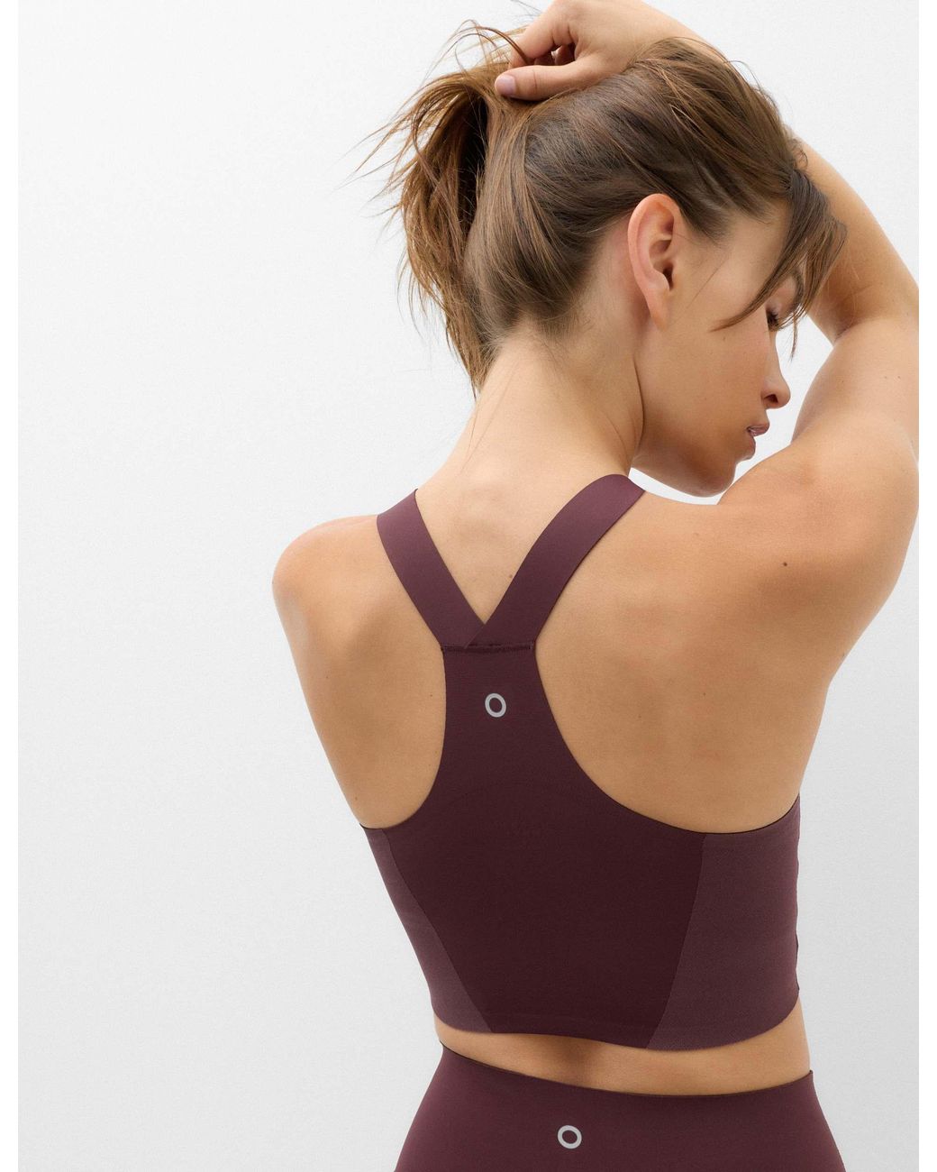 GOODMOVE Purple Women's Shimmer Scoop Neck Racer Back Sports Bra Vest