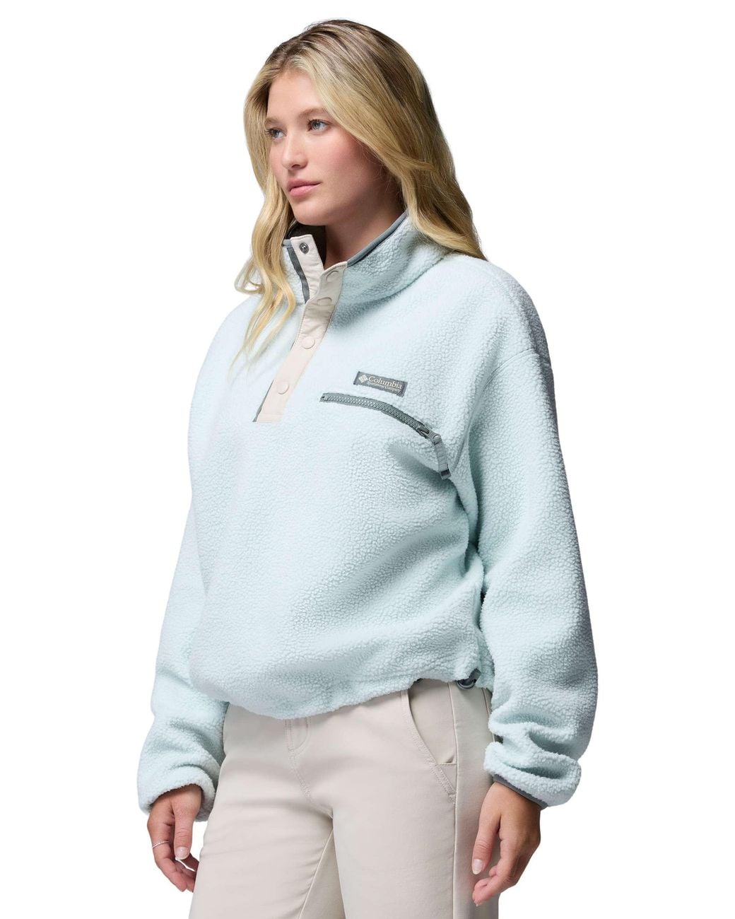 Columbia Blue Women's Helvetia Ii Cropped Sherpa Half Snap Fleece