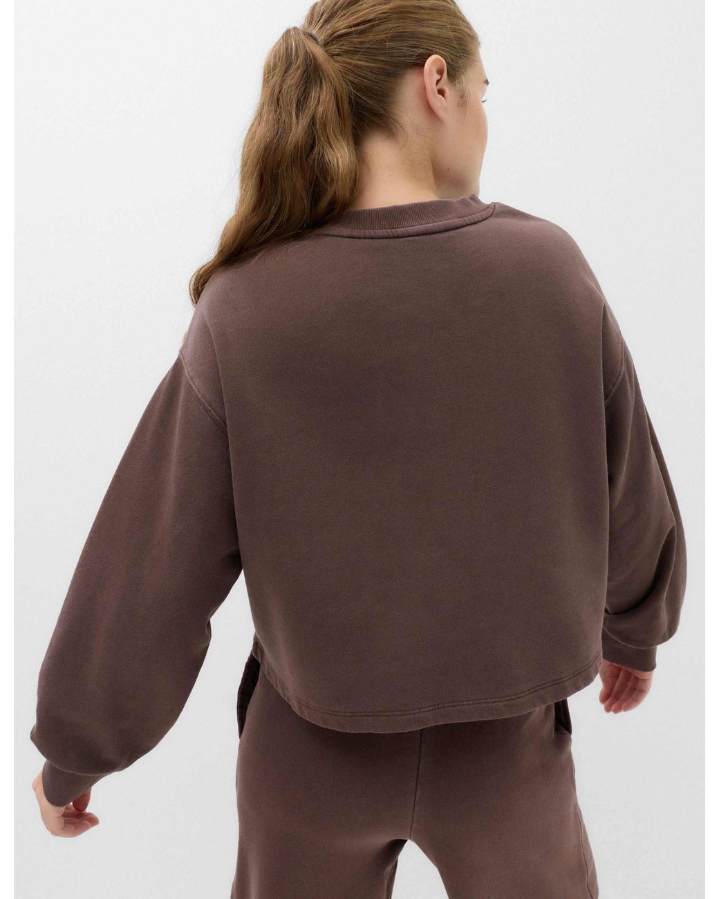 GOODMOVE Brown Women's Cotton Rich Garment Dye Boxy Sweatshirt