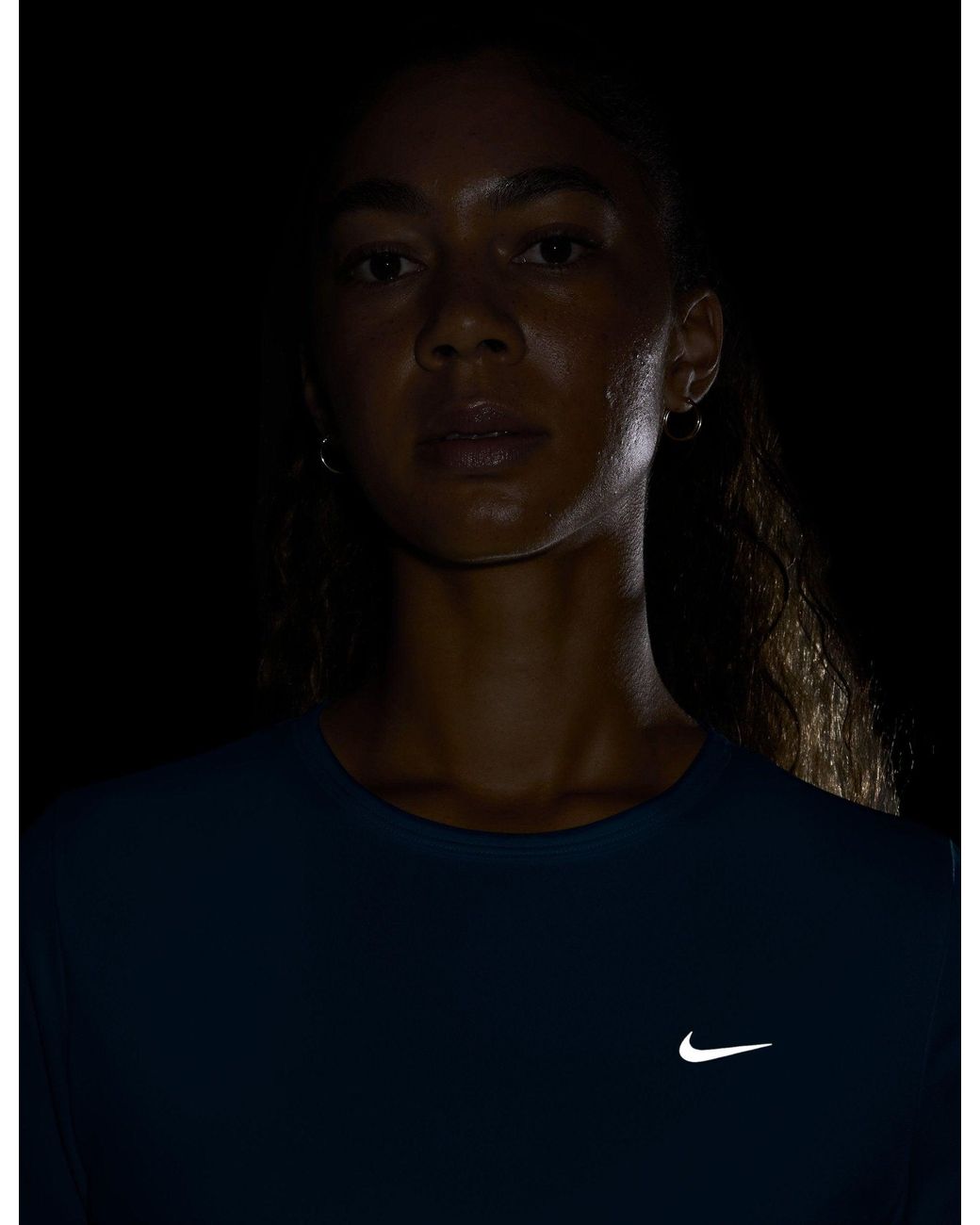 Nike Blue Women's Tempo Dri-fit Short-sleeve Running Top