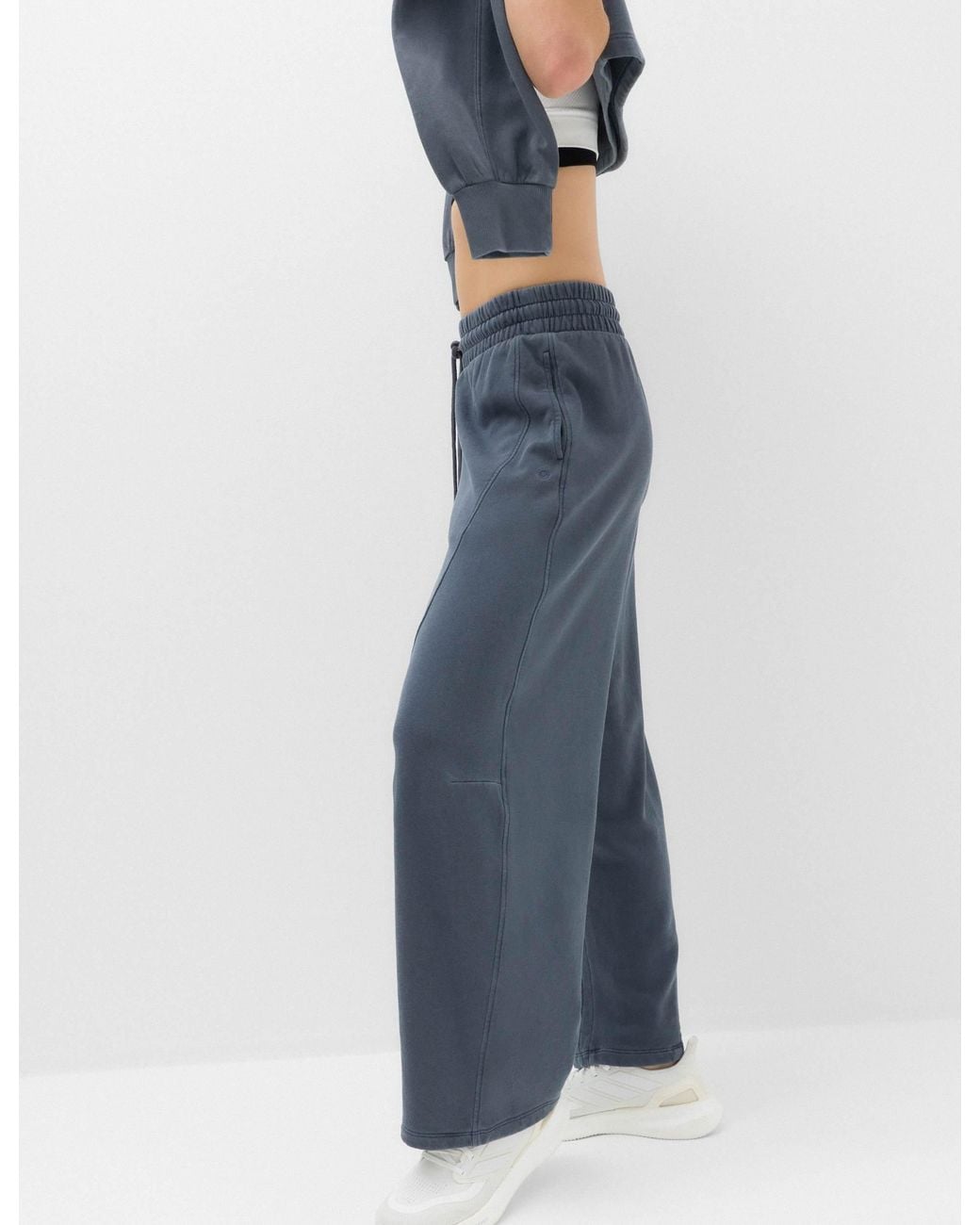 GOODMOVE Blue Women's Cotton Rich Garment Dye Barrel joggers