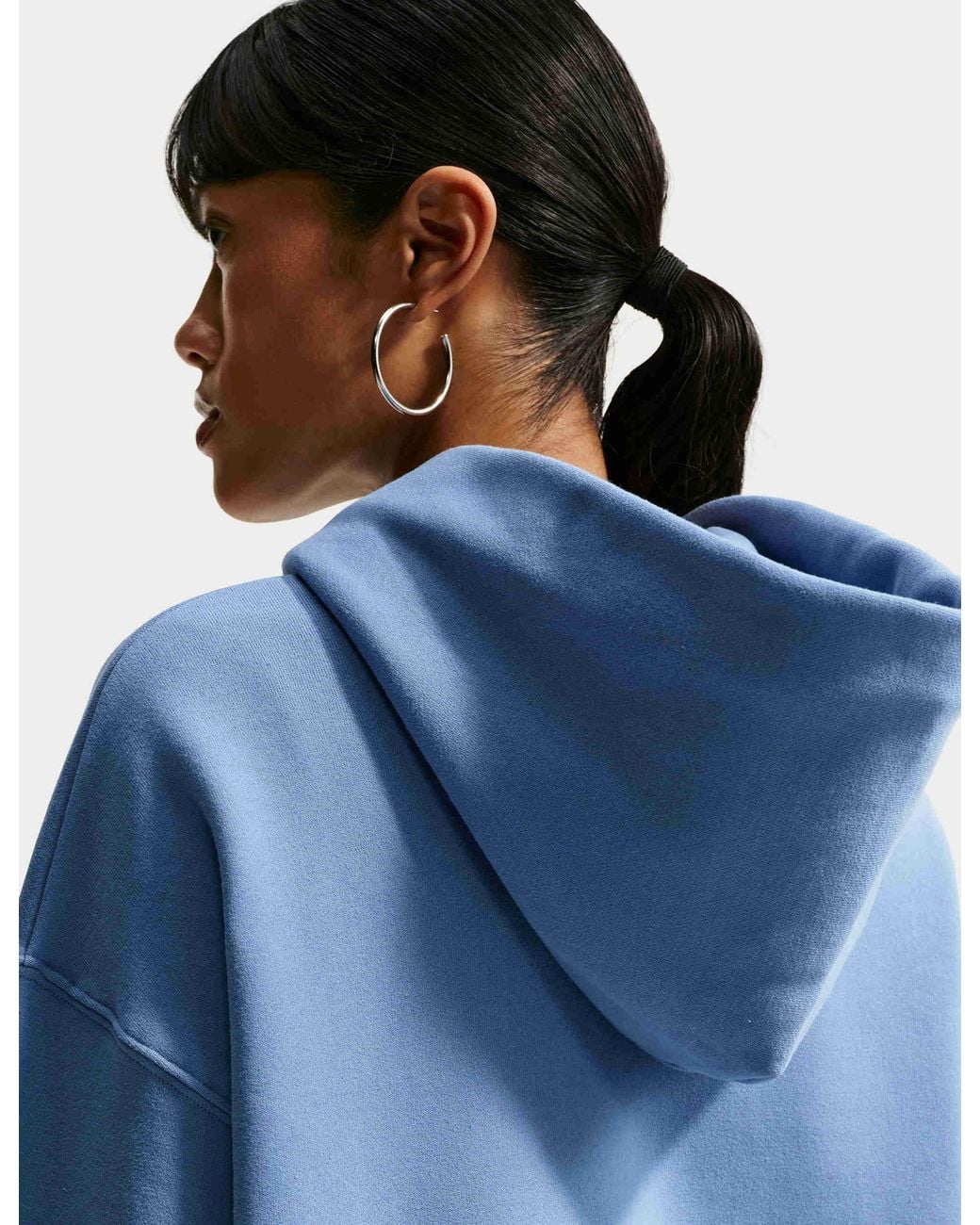 Nike Blue Women's Studio Fleece Oversized Pullover Hoodie
