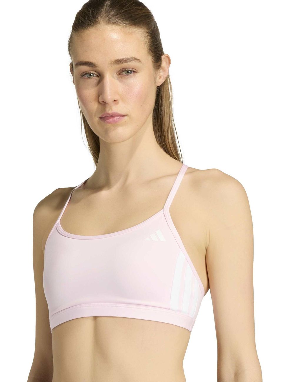 Adidas Blue Women's Optime Essentials 3-stripes Light Support Sports Bra