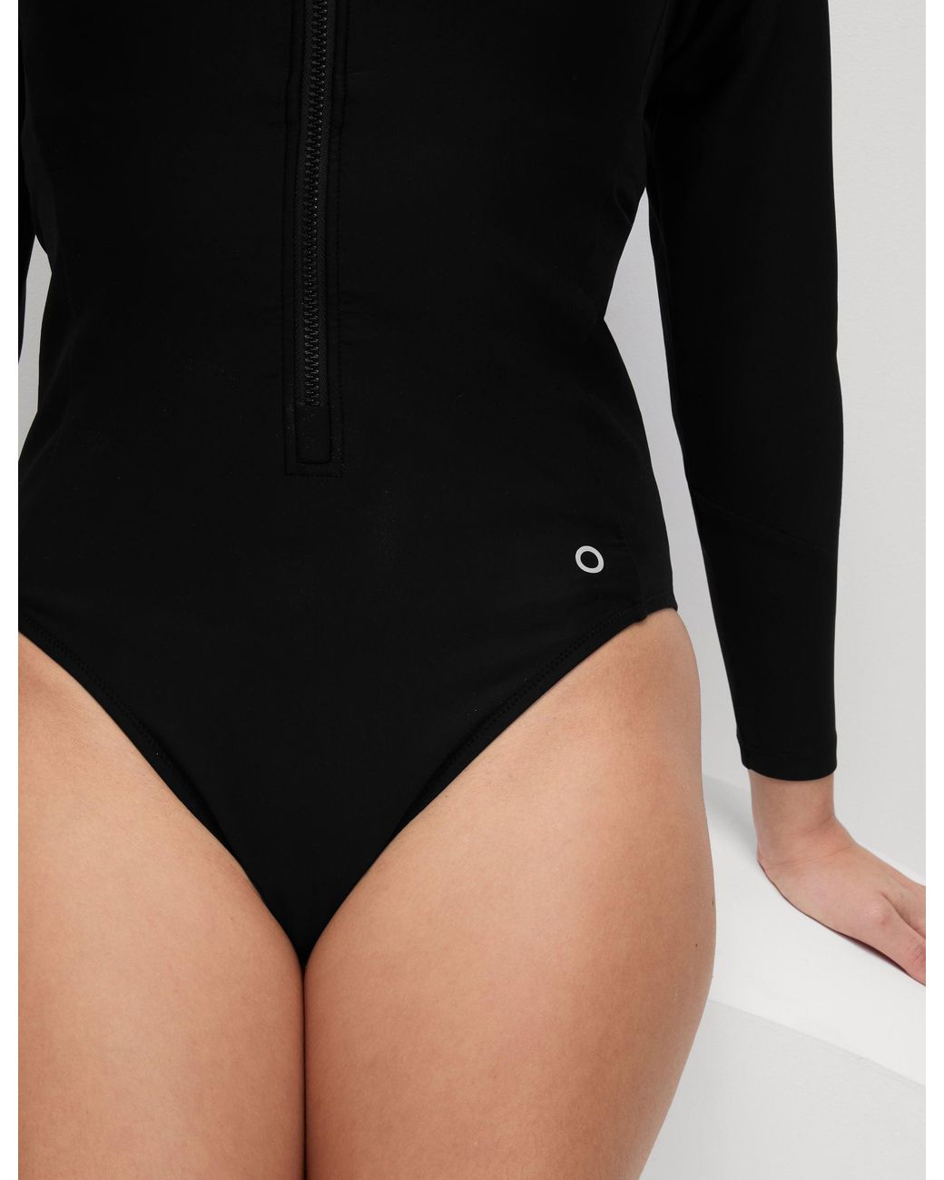 GOODMOVE Black Women's Scuba Padded Long Sleeve Swimsuit