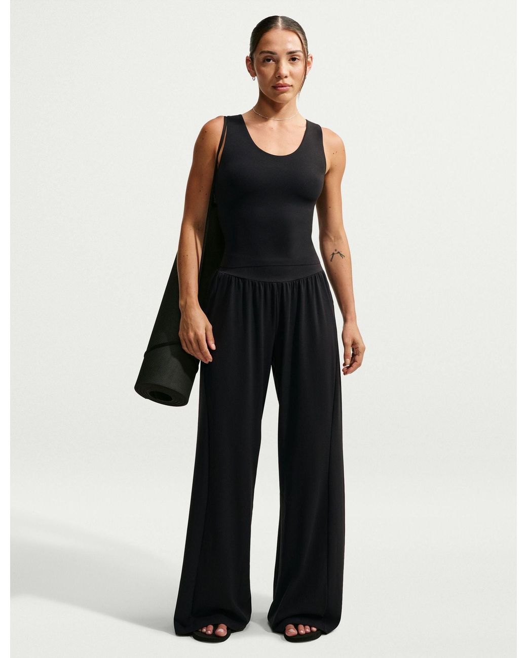 Nike Black Women's Zenvy Dri-fit High Waisted Wide-leg Pants