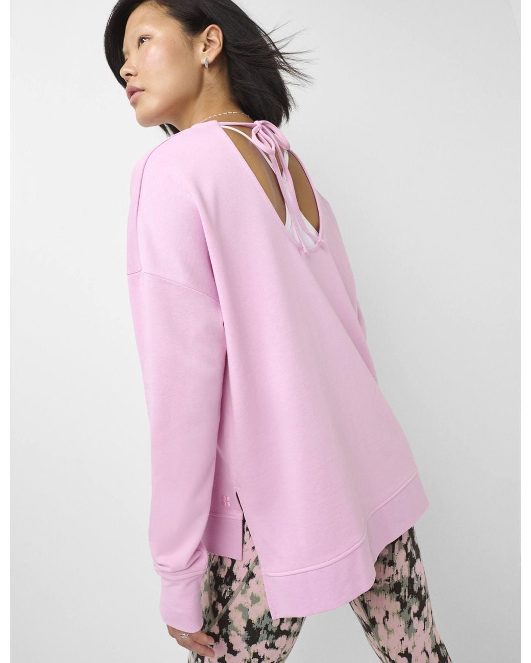 Sweaty Betty Pink Women's After Class Open Back Tie Sweatshirt