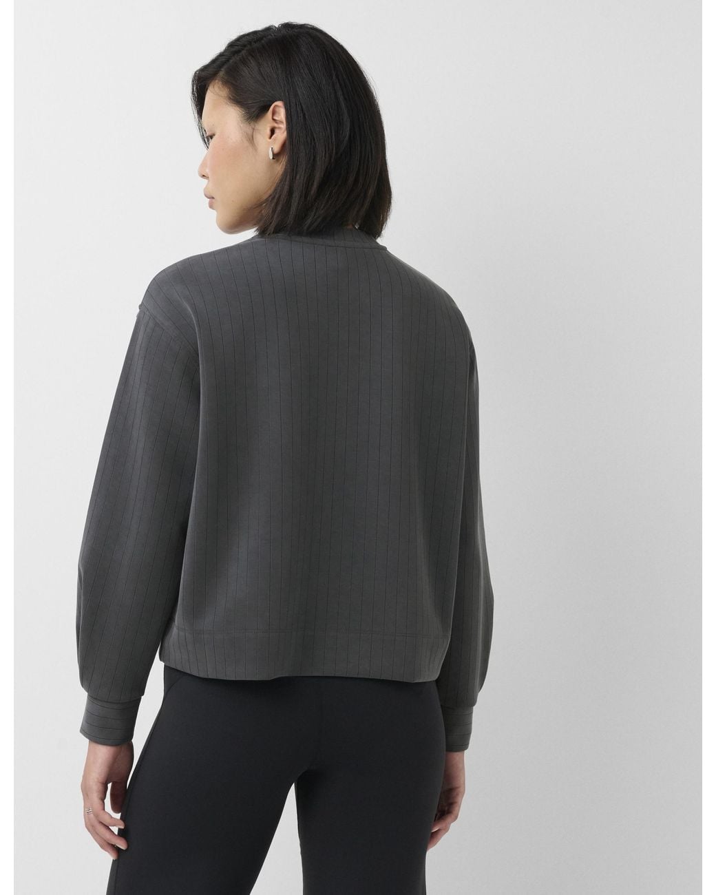 Sweaty Betty Gray Women's Sand Wash Pin Stripe Crew Neck Sweatshirt