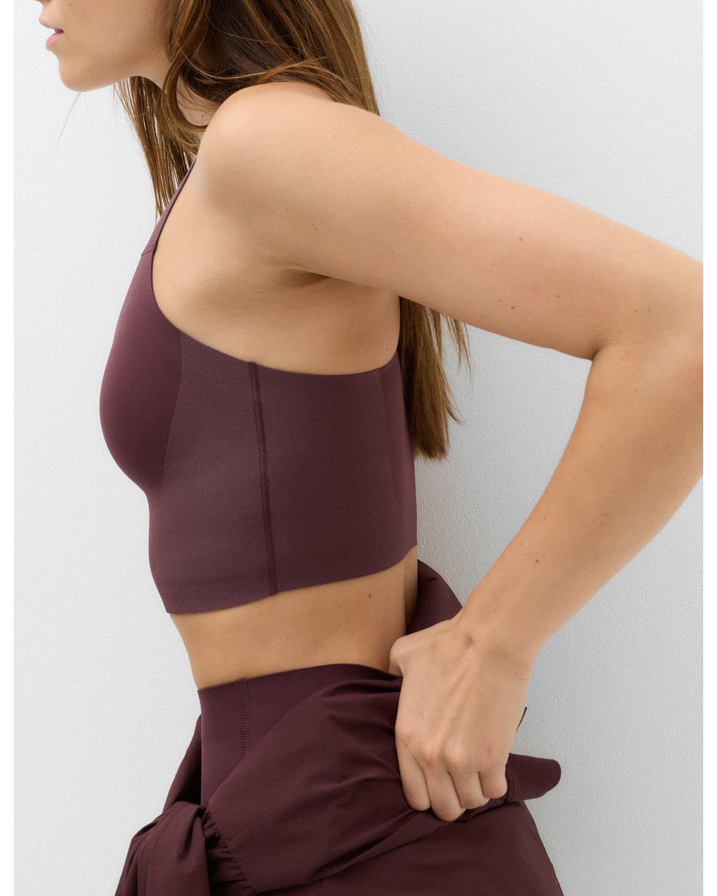 GOODMOVE Purple Women's Shimmer Scoop Neck Racer Back Sports Bra Vest