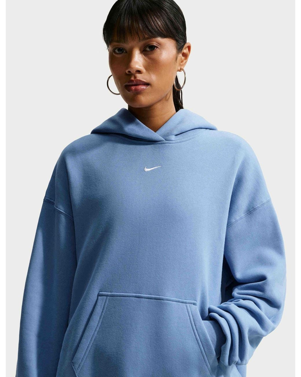 Nike Blue Women's Studio Fleece Oversized Pullover Hoodie