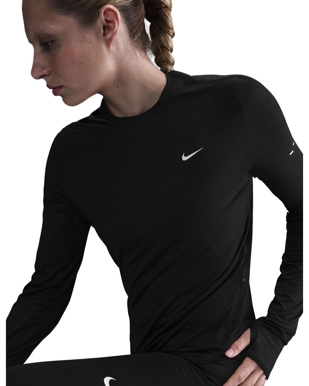 Nike Black Women's Swift Dri-fit Uv Long-sleeve Running Top