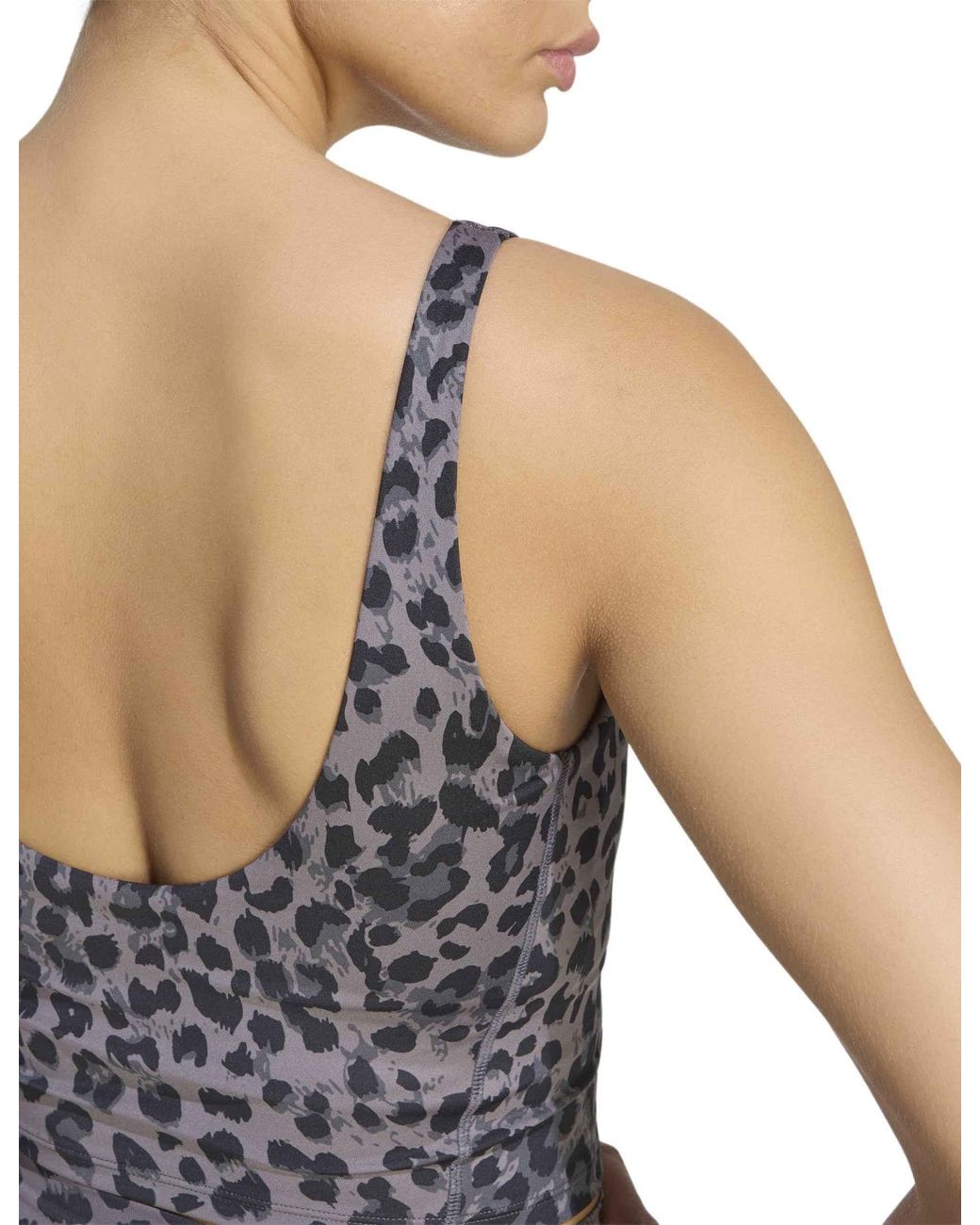 Adidas Blue Women's Workout Essentials Leopard Print Tank Top