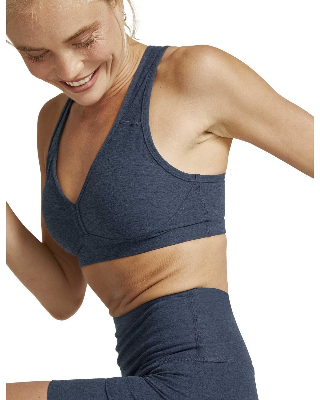 Beyond Yoga Blue Women's Spacedye Lift Your Spirits Sports Bra