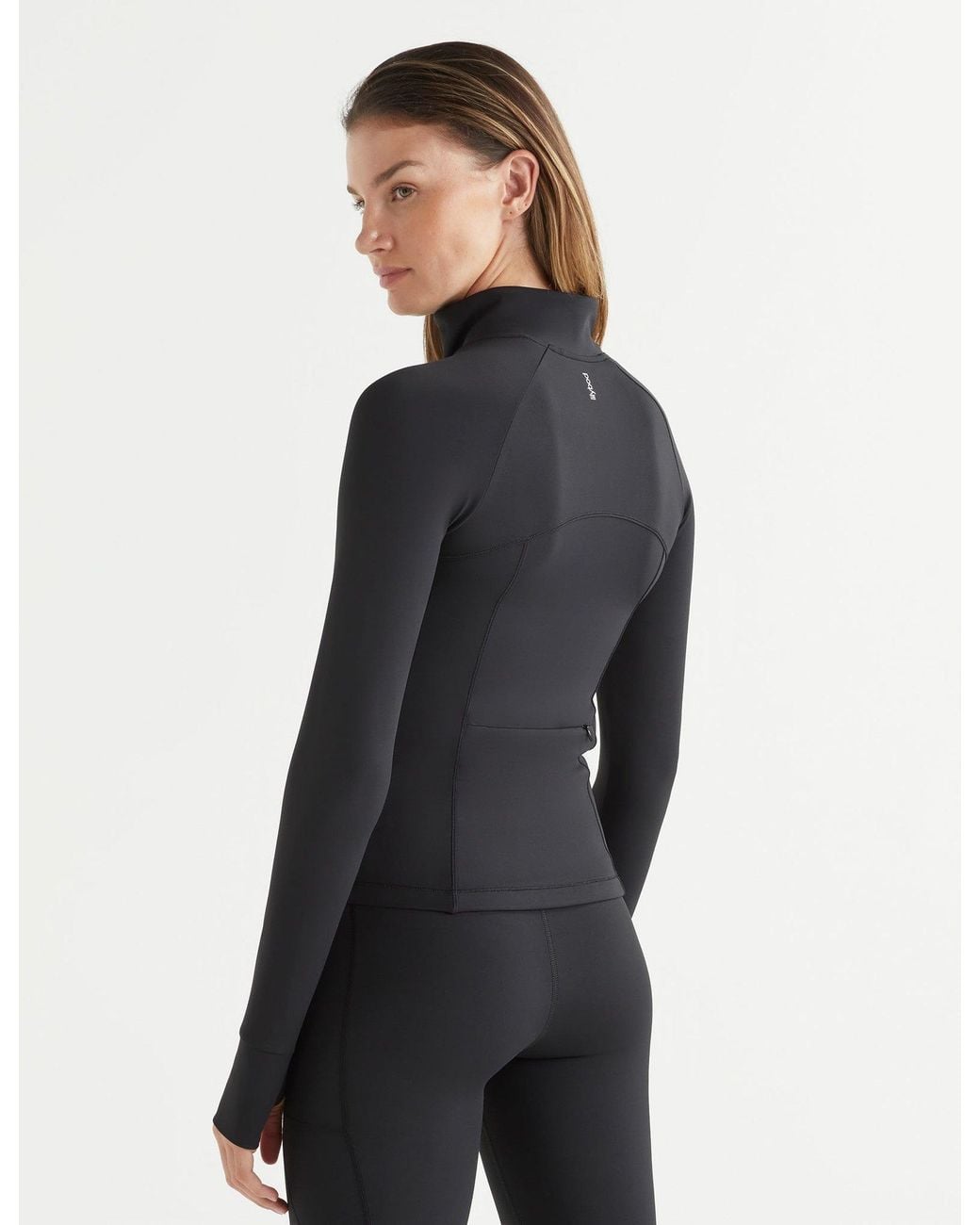 Lilybod Black Women's Zuri Contoured Zip Thru Top