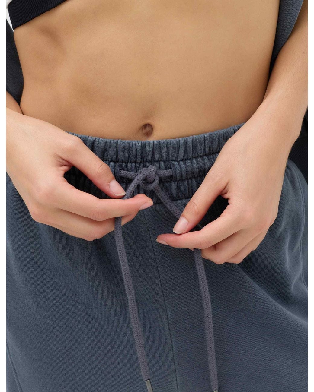 GOODMOVE Blue Women's Cotton Rich Garment Dye Barrel joggers