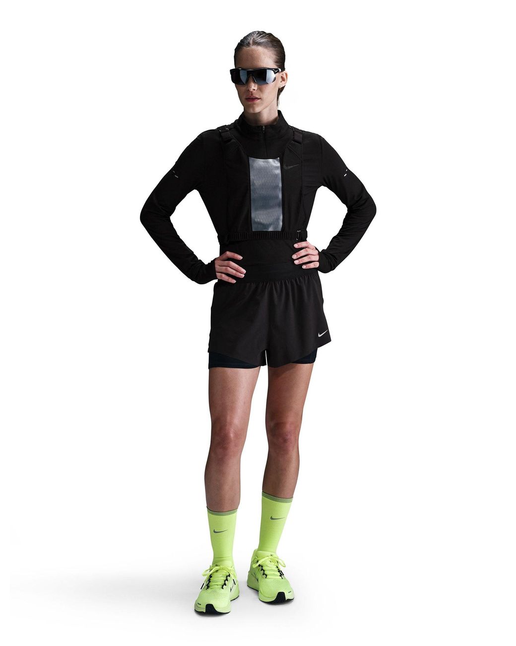 Nike Black Women's Swift Dri-fit Mid-rise 2-in-1 Running Shorts