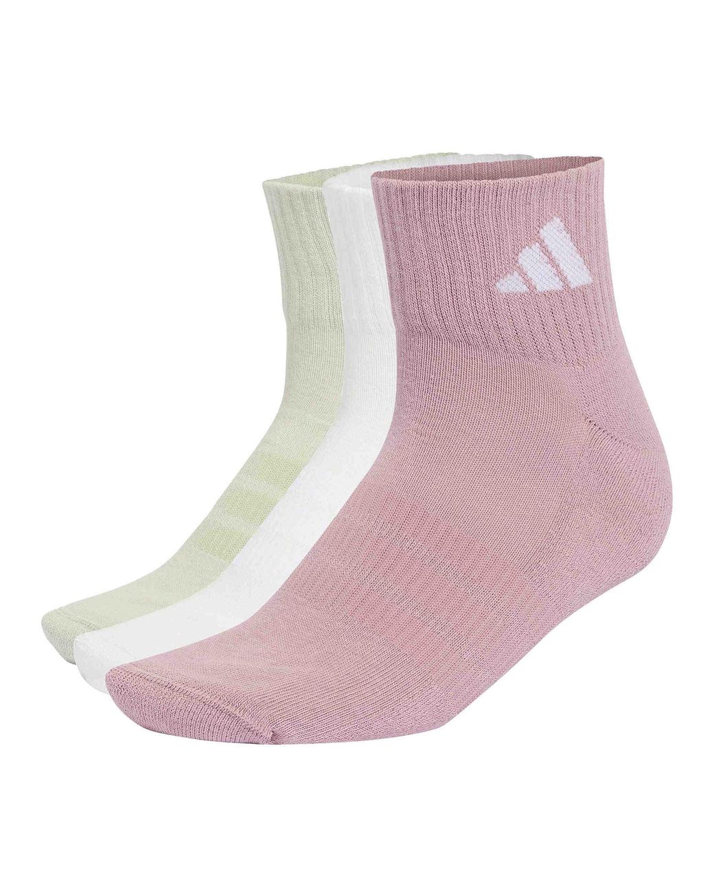 Adidas Pink Women's Cushioned Sportswear Ankle Socks 3 Pair Pack