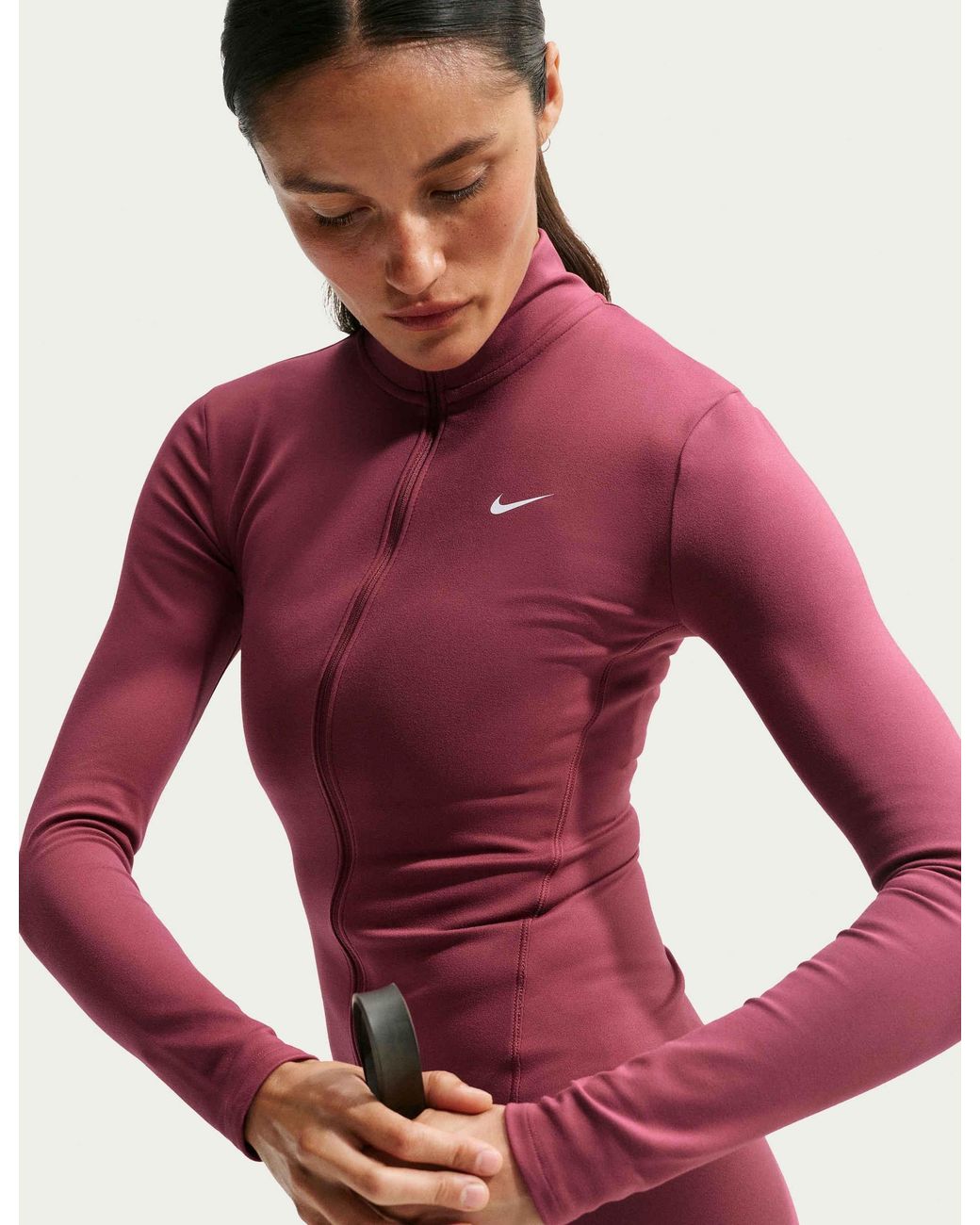 Nike Red Women's One Fitted Dri-fit Full-zip Jacket
