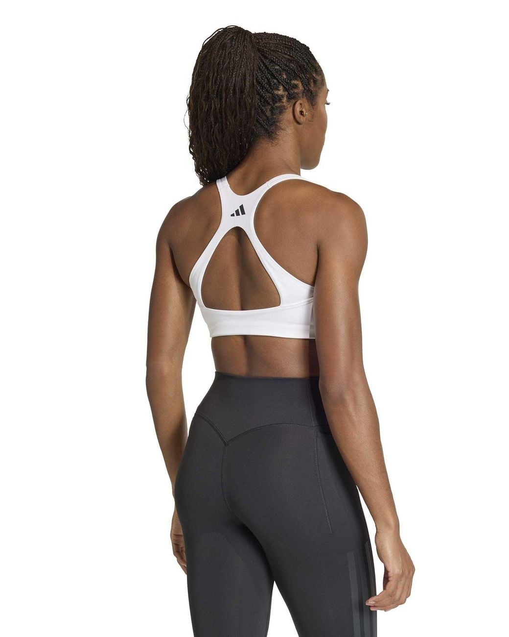 Adidas Blue Women's Optime Workout 3-stripes Medium Support Sports Bra