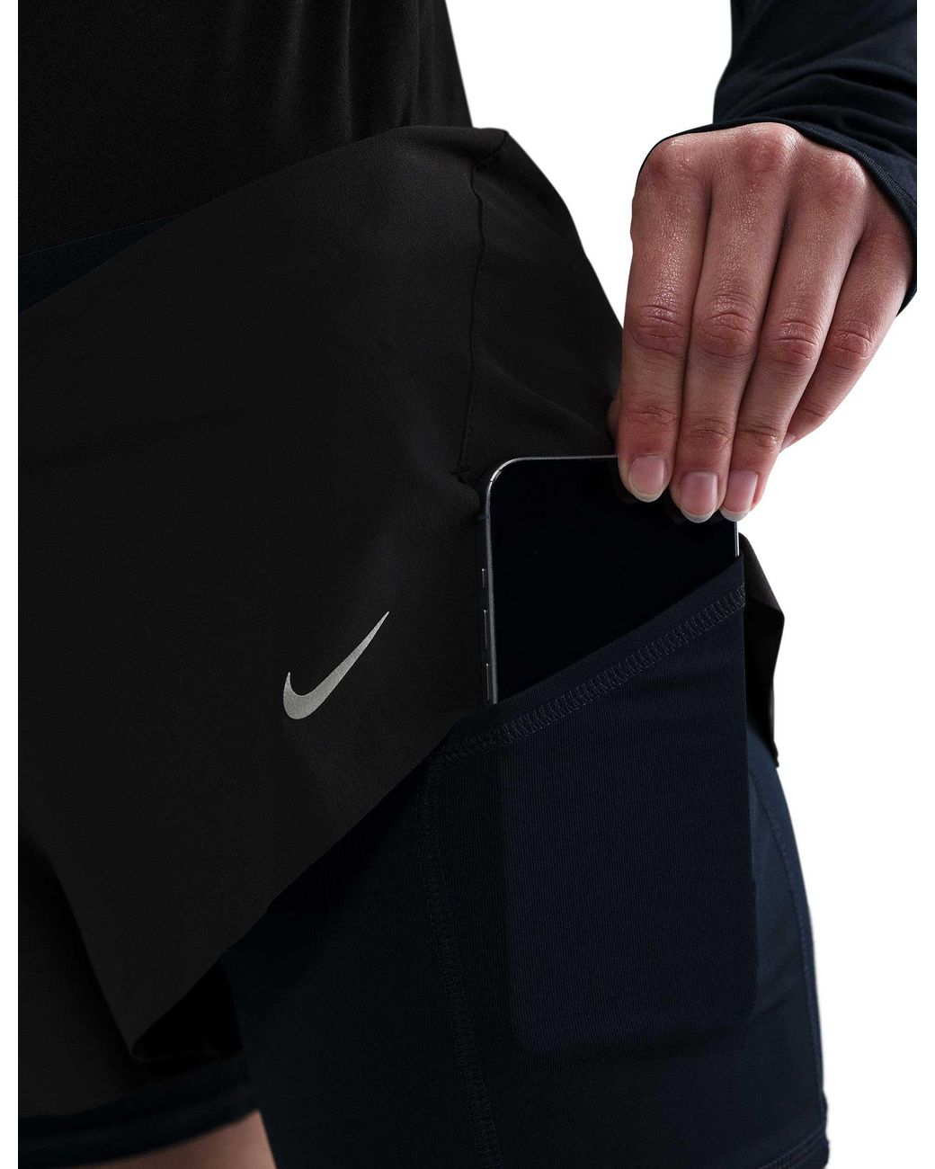 Nike Black Women's Swift Dri-fit Mid-rise 2-in-1 Running Shorts