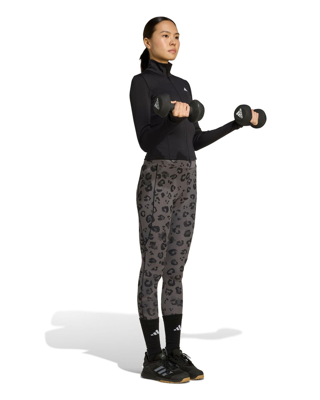 Adidas Black Women's Optime Essentials Full-zip Jacket