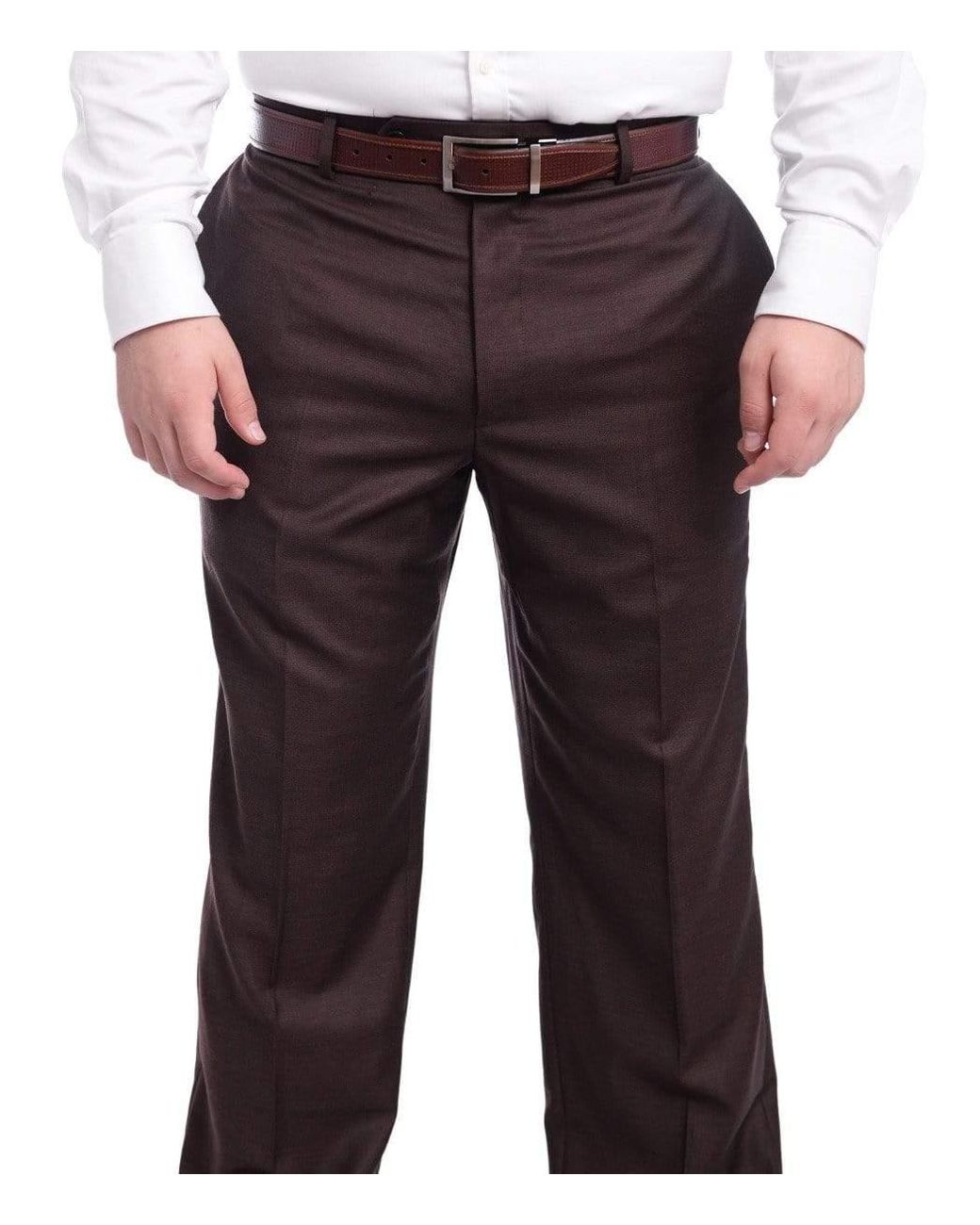 Nautica Classic Fit Solid Flat Front Wool Dress Pants in Brown for Men ...