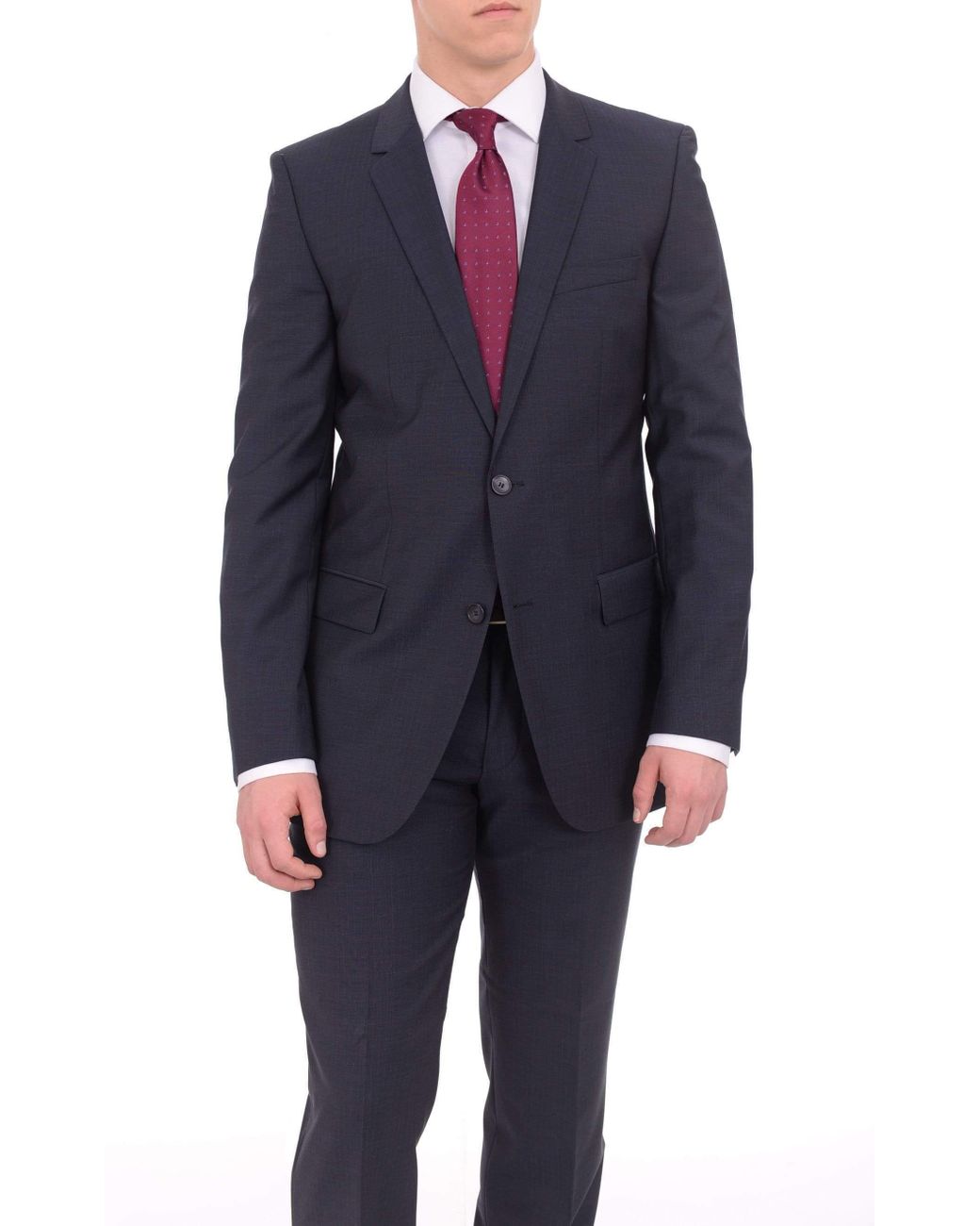 BOSS by HUGO BOSS Aamon/hago Slim Fit Navy Textured Two Button Wool Suit in  Blue for Men - Lyst