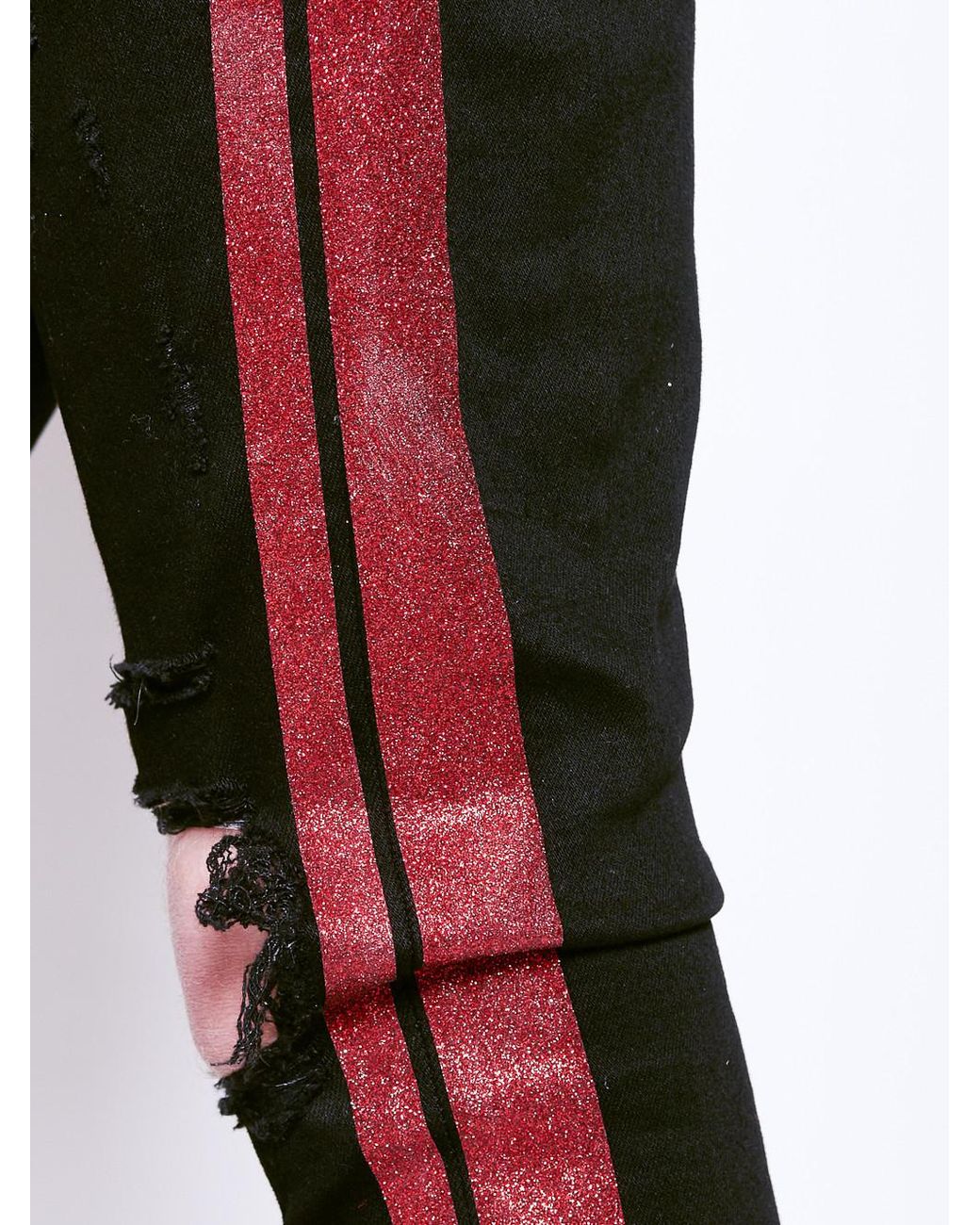 Amiri Denim Glitter Stripe Track Jeans 
