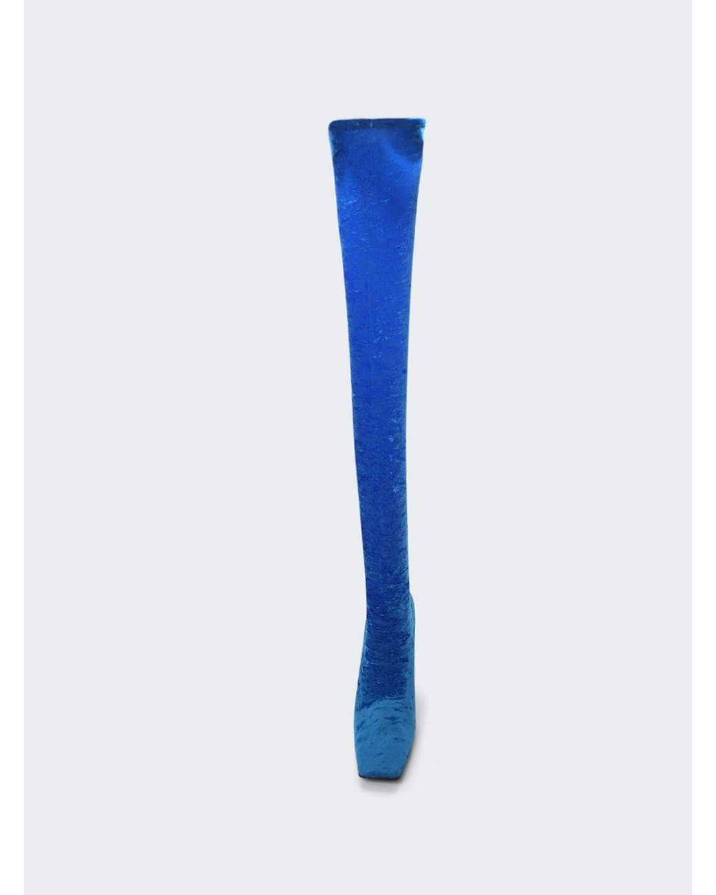 Vetements Velvet High Boomerang Sock Boots in Blue | Lyst