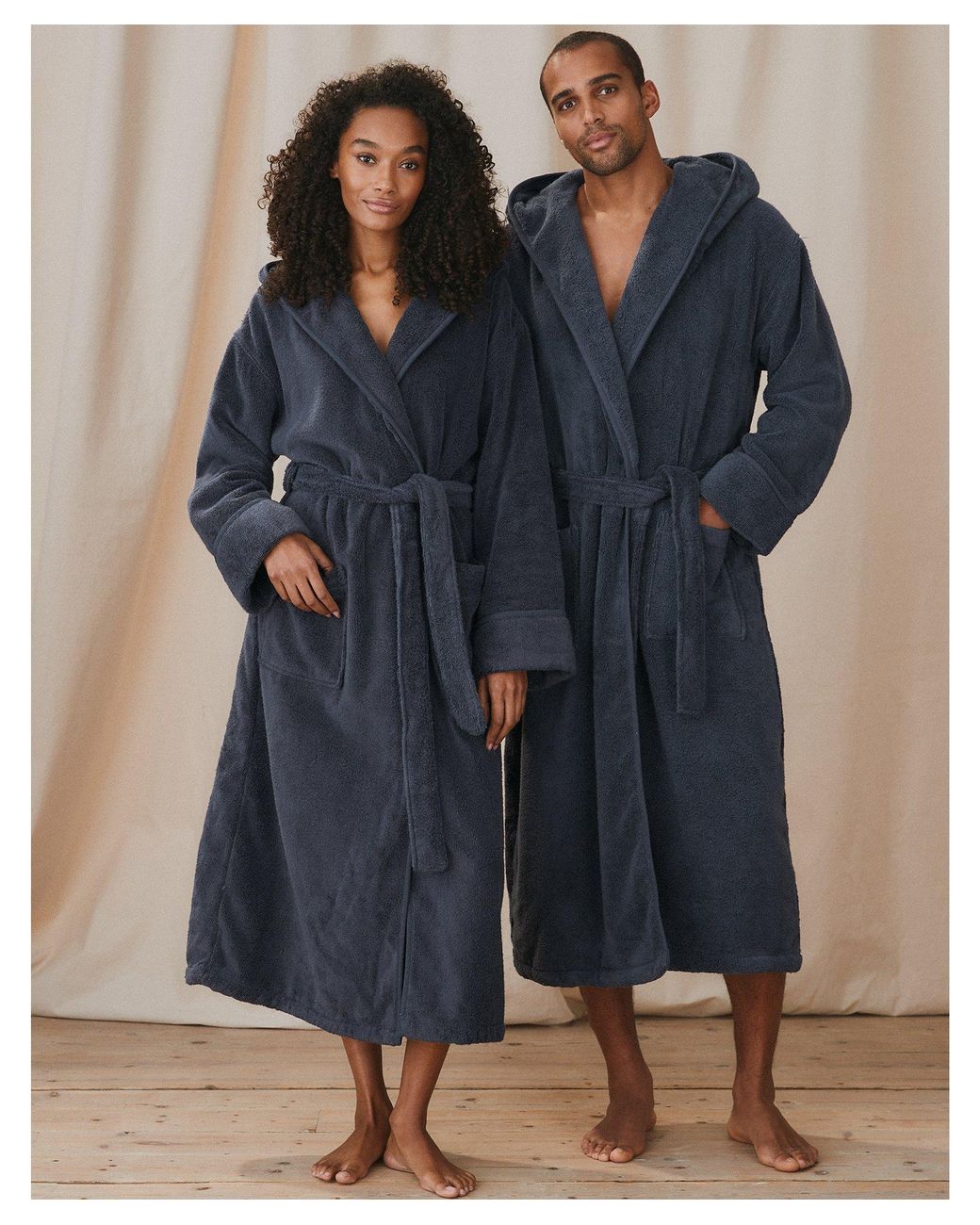 Unisex Hydrocotton Hooded Robe in Navy 