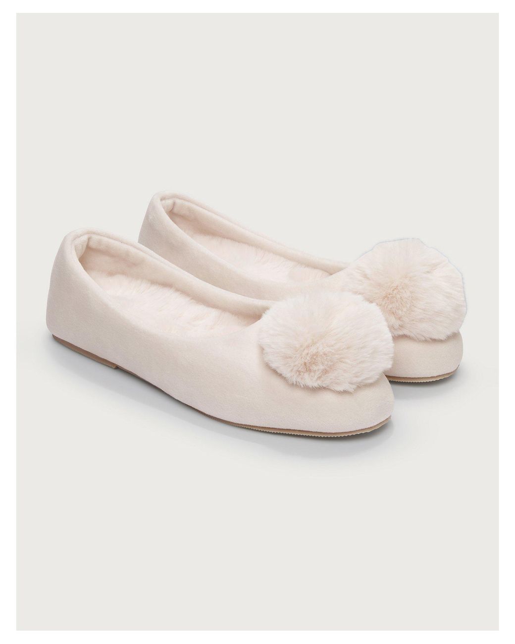 The White Company Pompom Ballet Slippers Lyst