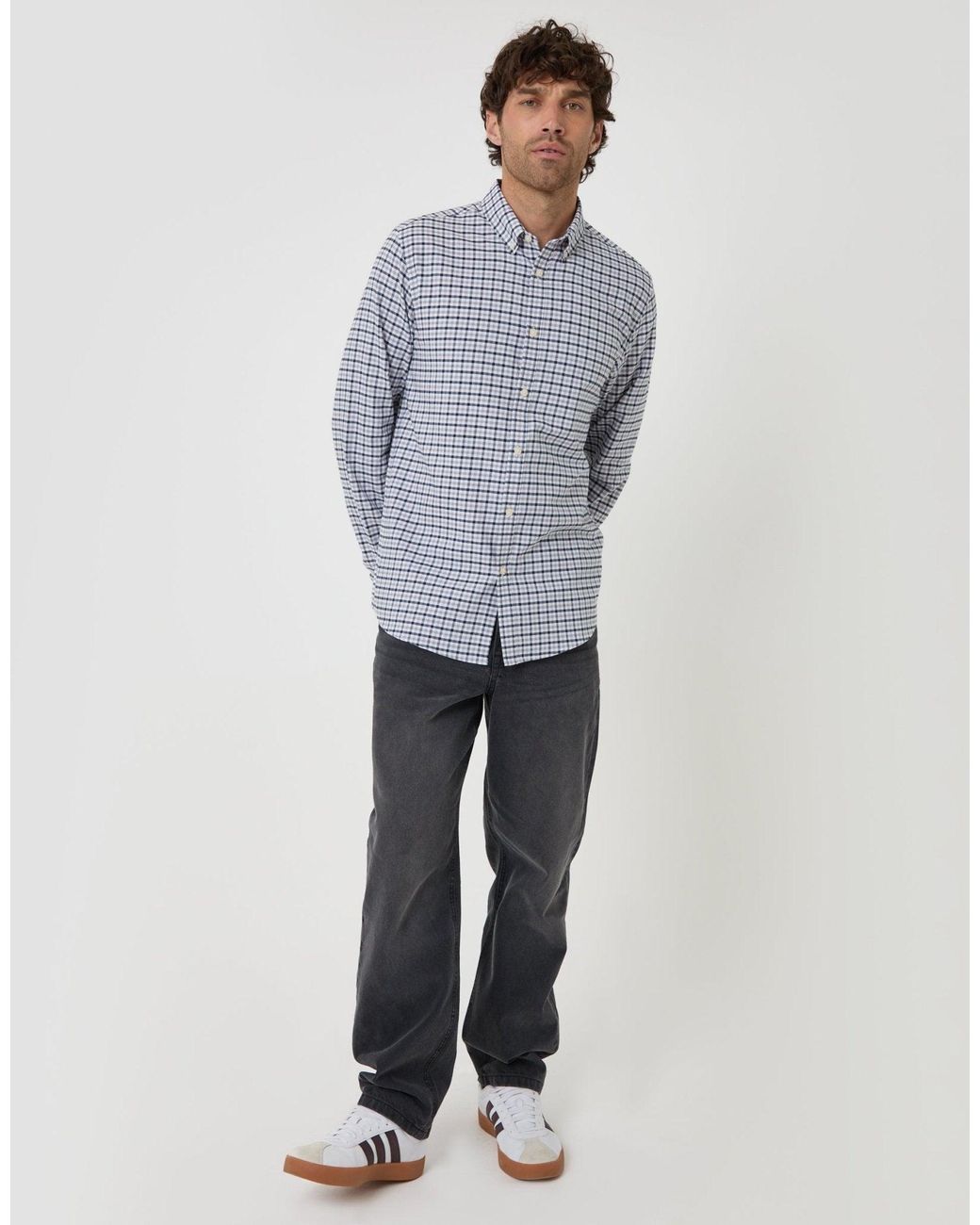 Threadbare Blue Regular Fit Cotton Oxford Shirt for men