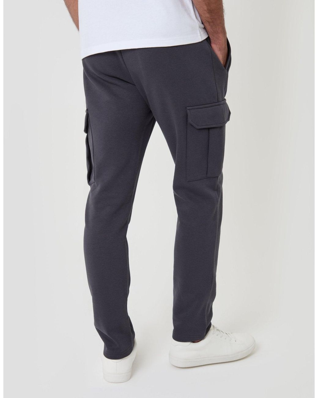 Threadbare White Cotton Rich Cargo Joggers for men