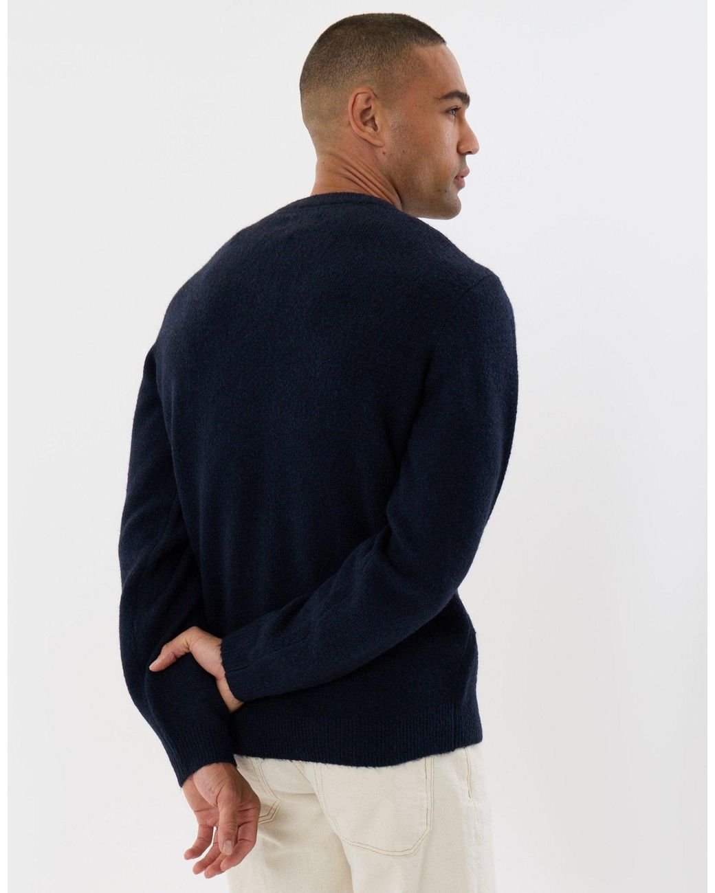 Threadbare Blue Soft V Neck Jumper for men