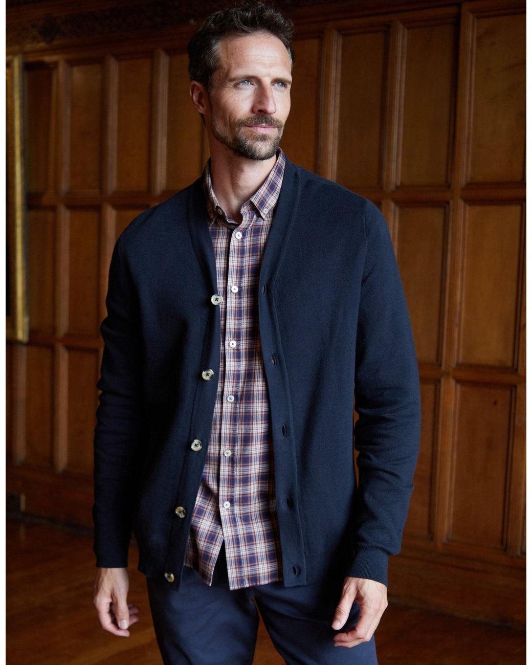 Threadbare Blue Knitted Cardigan for men