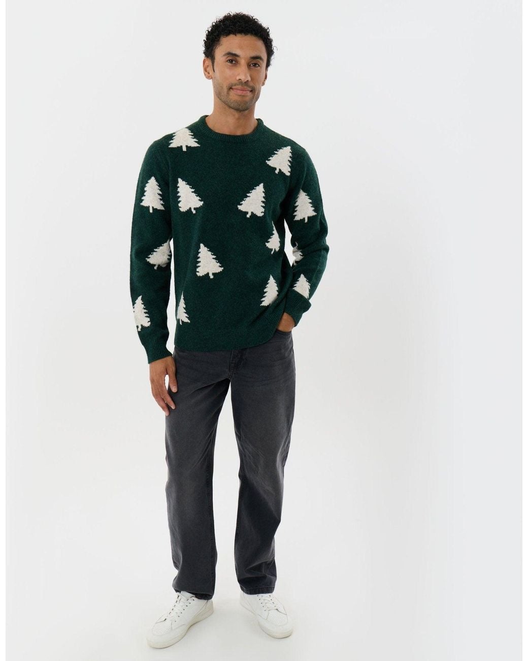 Threadbare Green Christmas Trees Knitted Jumper for men
