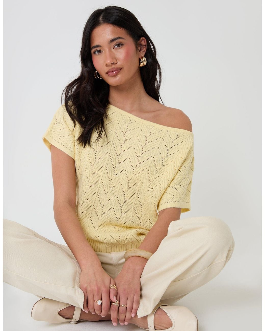 Threadbare Multicolor Crochet Style Slash Neck Top