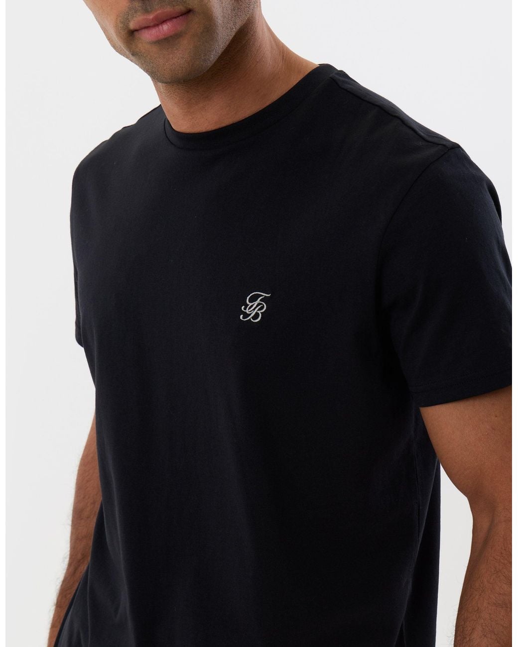 Threadbare Black T-Shirt & Cotton Flannel Trousers Pyjama Set for men