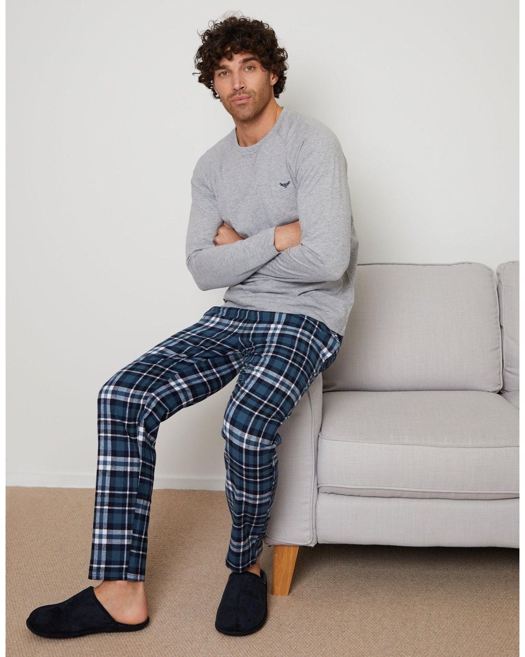 Threadbare Gray Long Pyjama Sweatshirt & Pants Set for men